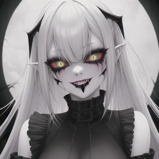 Evil anime vampiress, soft cheeks, pink cheeks, lave