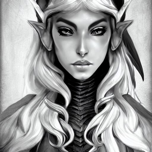 Portrait, beautiful elf, photorealistic, black and w... | OpenArt