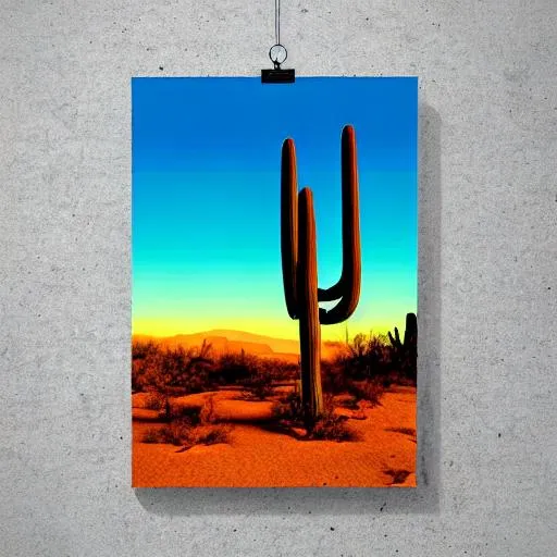 Prompt: Oil Derrick, Pop Art brilliant colors, 4K high resolution, sunset, desert with saguaro cactus