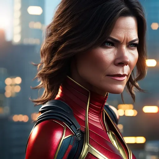 Prompt: High resolution hyperrealistic dynamic image of janet-van-dyne-the-wasp merged with julia-carpenter-spider-woman, symmetrical detailed photorealistic face, highly detailed, cinematic, uhd, hdr, 64k