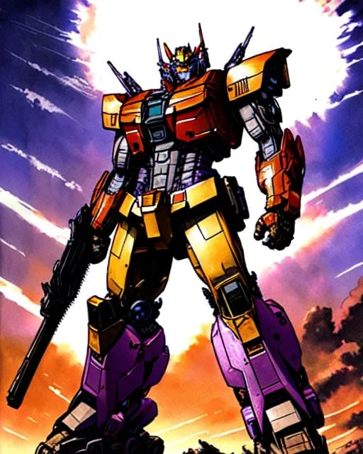 Prompt: Transformers G1 movie poster art (((Yoji Shinkawa))), sticker of ultra detailed portrait of Galvatron, full body, high quality cell shaded illustration in post apocalyptic style by Yoji Shinkawa, ((full body)), dynamic pose, perfect anatomy, centered, freedom, soul, approach to perfection, cell shading, 4k , cinematic dramatic atmosphere, watercolor painting, global illumination, detailed and intricate environment, artstation, concept art, fluid and sharp focus, volumetric lighting, cinematic lighting, Art by Yoji Shinkawa,
