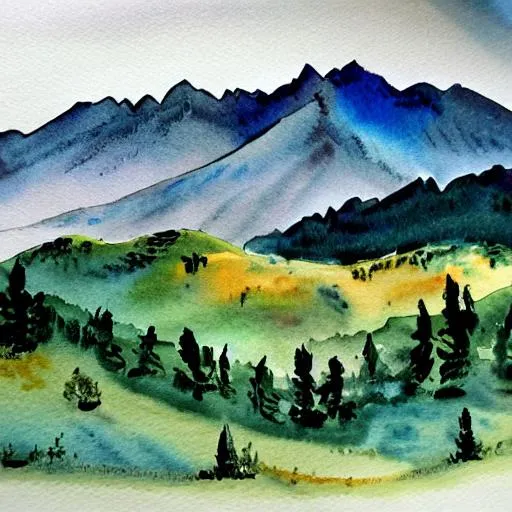 Prompt: mountain landscape watercolor painting




