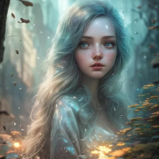 Prompt: (Female) rays of shimmering light, , Anna Dittmann, hyper detailed, hyperrealism, digital painting, beautiful, radiant, detailed, photorealistic, ethereal, wlop, wlop, matte painting, romanticism, hyperrealism, deviantart, anime character, digital illustration Birthday Card Mockups, player unknown battleground, light blue, diorama, vertex, arnold render, anime, 8k, 360 angle, art by edward munch, light, by atey ghailan