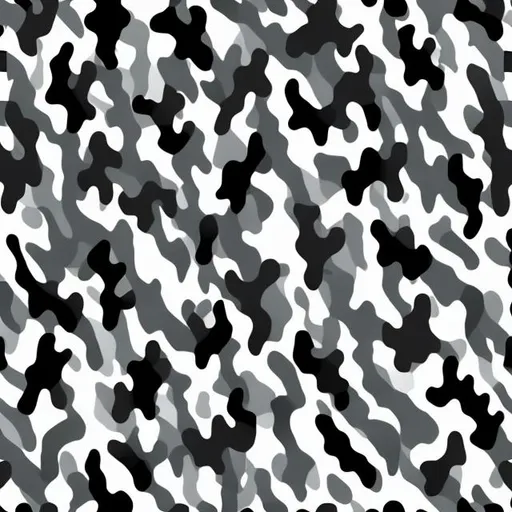 Prompt: Seamless camo pattern made of the colours black white and grey
