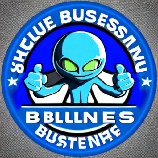 Prompt: blue alien business logo