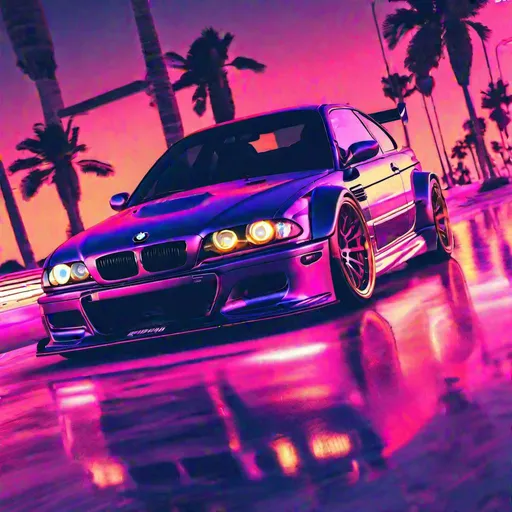 2001 BMW M3 E46 GTR, synthwave, aesthetic cyberpunk,...