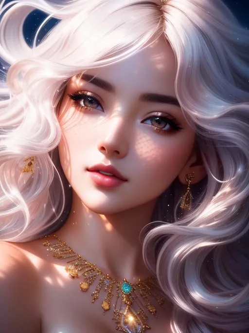 Prompt: ultra detailed full body artistic photography, attractive aura, bushy wavy hair, fair skin, morning sky, detailed gorgeous face, dreamy, glowing, backlit, glamour, glimmer, shadows, oil on canvas, brush strokes, smooth, ultra high definition, 16k, unreal engine 5, ultra sharp focus, art by alberto seveso, artgerm, loish, sf, intricate artwork masterpiece, ominous, matte painting movie poster, golden ratio, trending on cgsociety, intricate, epic, trending on artstation, by artgerm, h. r. giger and beksinski, highly detailed, vibrant, production cinematic character render, ultra high quality female beautiful face.