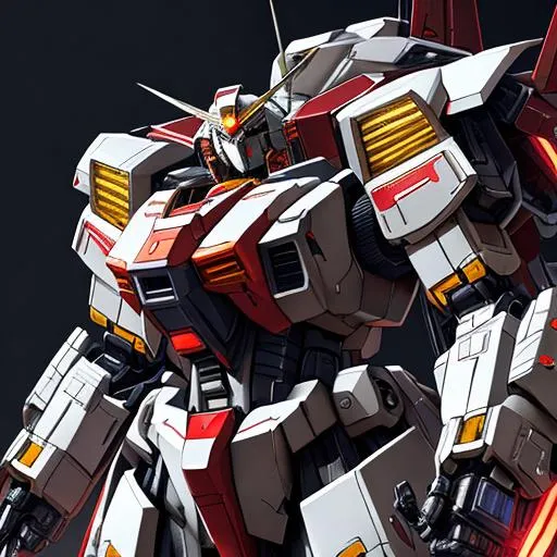 Prompt: Gundam, frame inversion, detailed face, large mech backpack, large mech shield, two large chainsaw sword in its hand, armored Mech, hyperdetailed intricately detailed, unreal engine, fantastical, intricate detail, splash screen, complementary colors, concept art, 8k, cinematic, deviantart masterpiece,