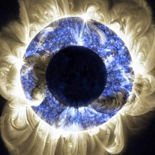 Prompt: a view of the sun going supernova from the earth during a solar eclipse