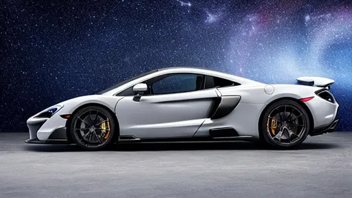 Prompt: Gray McLaren 600lt, Perfect, smooth, galaxy, magical planets, neon, stars, night, dark