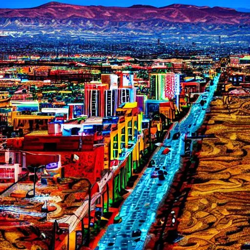 Prompt: El Paso, Texas, 4K resolution, surrealism, Borderlands, Pop Art