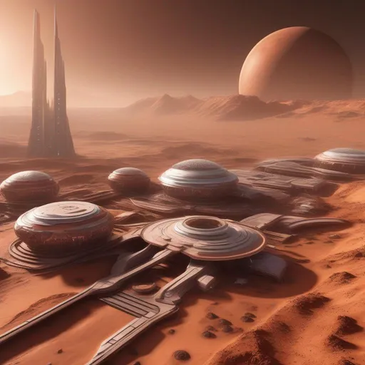 Prompt: Advanced city on Mars