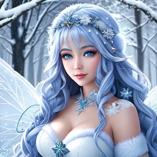 Prompt: fairy goddess of winter, closeup