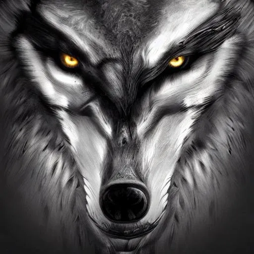 Prompt: Odin in war, one eye, wolves by sidephotorealistic, digital art, concept art