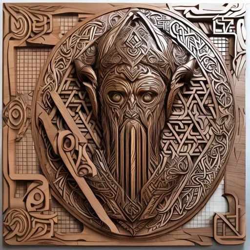Prompt: wood carving 3d clay vector  brainwash artstudio chainmail esoteric oseburg viking ship dimensional cast bronze mother of pearl burylium anthropomorphic squares grid  archaic design art metallic, high gloss crayola candy apple spray paint terminated crystals
 

