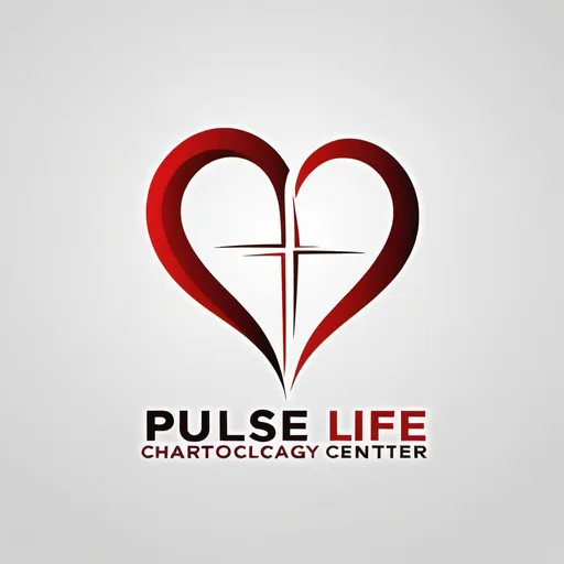 Prompt: Logo for a private practice clinic. The name is "pulse life cardiology center" the logo should mainly have red and white. And it is headed by a guy named "Dr Sidali Medjeded"