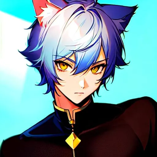 Prompt: Cat boy hybrid (male, short hair)