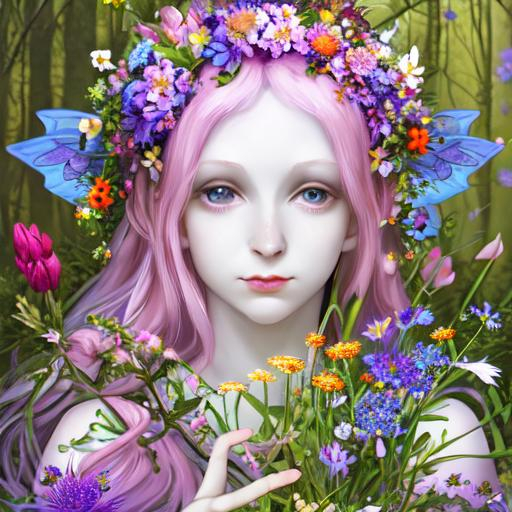 fairy goddess of spring, pale skin,surrounded by viv... | OpenArt