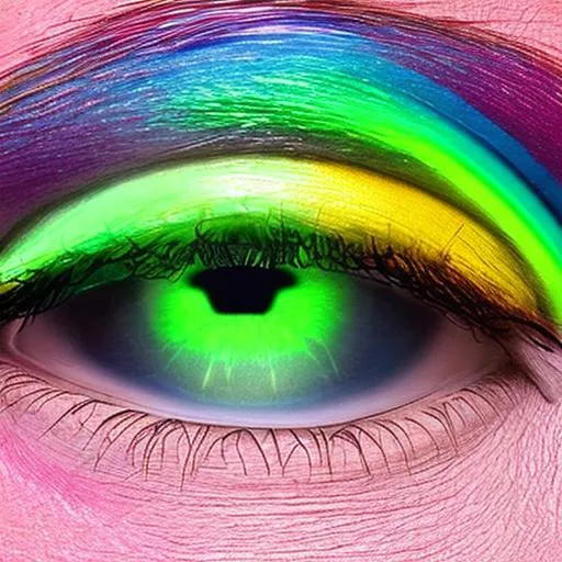 Prompt: Migraine Ocular Distortion: rainbow 