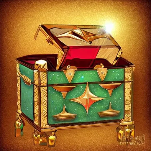 Prompt: Mystery ornament crystal chest, digital art, 