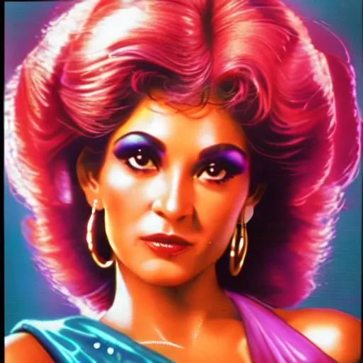 Prompt: Woman disco dancer, early 1980s facial closeup