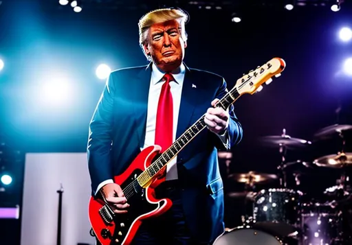 Prompt: Donald Trump playing an electric guitar 