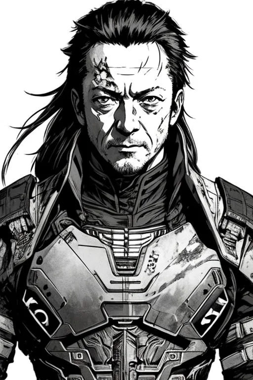 Prompt: (((Yoji Shinkawa))), sticker of ultra detailed portrait of Jason Isaacs as a cyberpunk samurai in black/silver armor. high quality cell shaded illustration in post apocalyptic style by Yoji Shinkawa, ((full body)), dynamic pose, perfect anatomy, centered, freedom, soul, silver long hair, approach to perfection, cell shading, 4k , cinematic dramatic atmosphere, watercolor painting, global illumination, detailed and intricate environment, artstation, concept art, fluid and sharp focus, volumetric lighting, cinematic lighting, Art by Yoji Shinkawa,