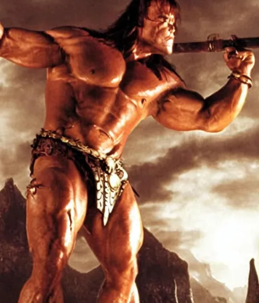 Prompt: conan the barbarian muscle