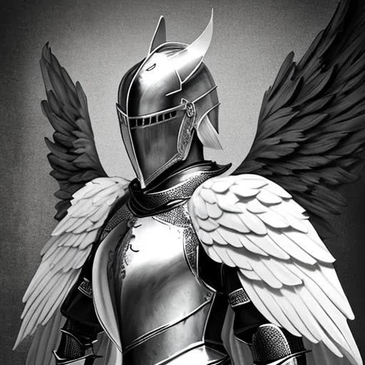 Knight black and white armour with angel wings