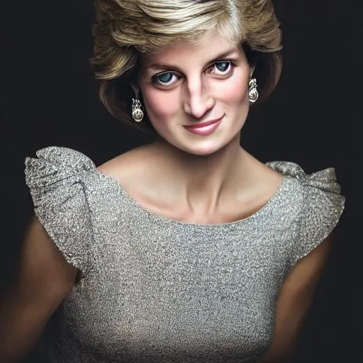 Prompt: photo realistic portrait of {Lady Diana}, centered in frame, facing camera, symmetrical face, ideal human, 85mm lens,f8, photography, ultra details, natural light, light background, photo, Studio lighting