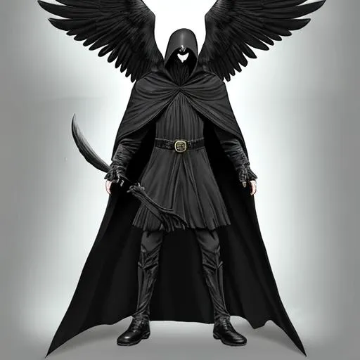 Prompt: grim reaper eagle superhero feathered cape