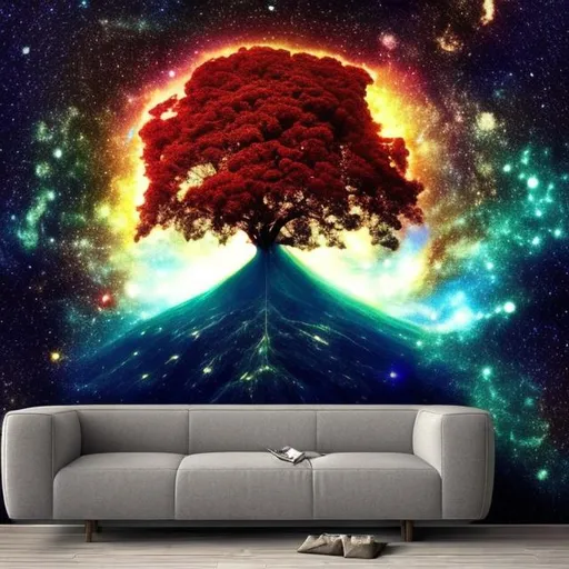 Prompt: wall is like a picture of the universe
the narrator, a tree named Tremendous. 




