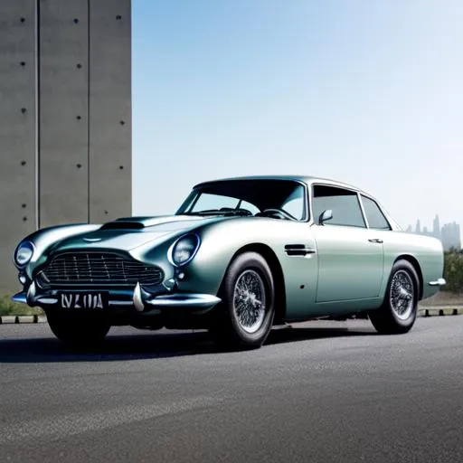 Prompt:  Aston Martin db6, silver metallic paint, driving through a dystopian, eco brutalist city in late afternoon. The city built in a sprawling mix of massive concrete and steel construction while slowly being overtaken by vines.