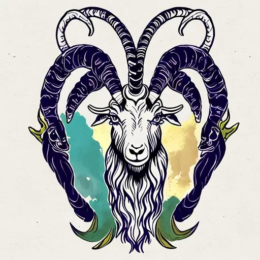 Prompt: Capricorn goat, capricorn sign, zodiac, designed good, fresh colors, brush paint on the back, art, not realistic, tiny