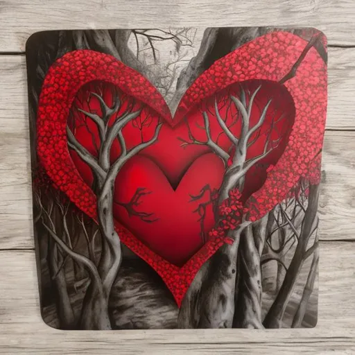 Prompt: Forest hearts red