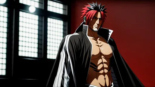 Prompt: Bleach Anime, Kenpachi mixed with Resurrection Ulquiorra, a masterpiece, Photorealistic, Hyper Realistic,  dynamic lighting, hyperdetailed, intricately detailed, deep color, Unreal Engine, volumetric lighting, Alphonse Mucha, Jordan Grimmer, Red and Black complementary colours, 
