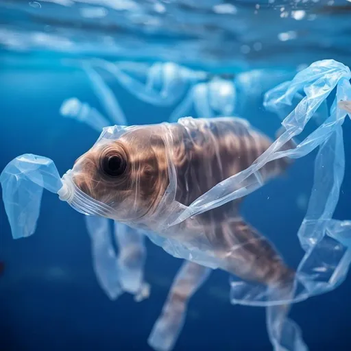 marine animals suffering from plastic