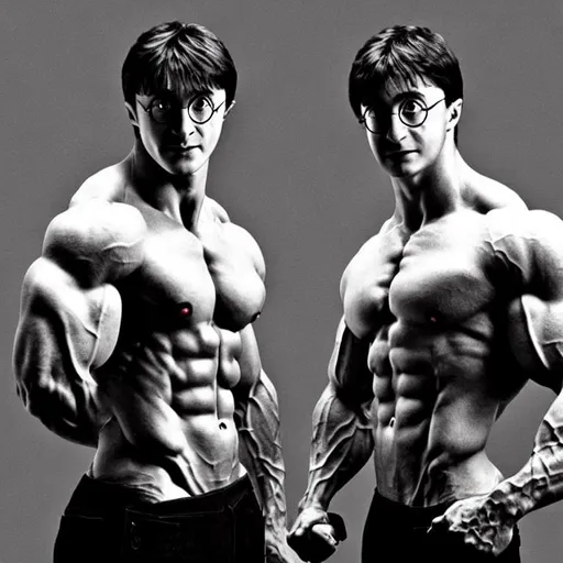 Prompt: harry potter as a bodybuilder