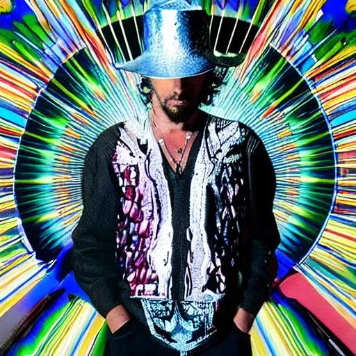 Prompt: Jamiroquai on fire