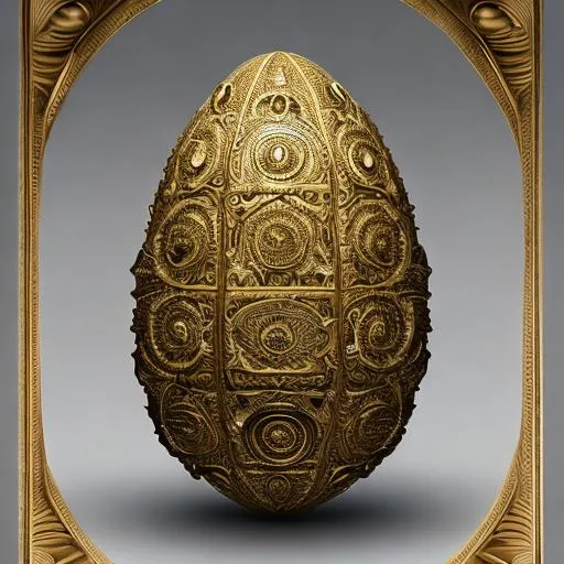 Prompt:  Fabergé ful  Egg, each individual soul just the filigree of some awful but wonderful golden pattern 