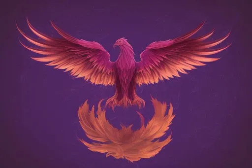 Prompt: purple, phoenix, moon, wing, flag

