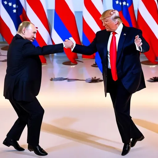 Prompt: Trump and Putin dancing