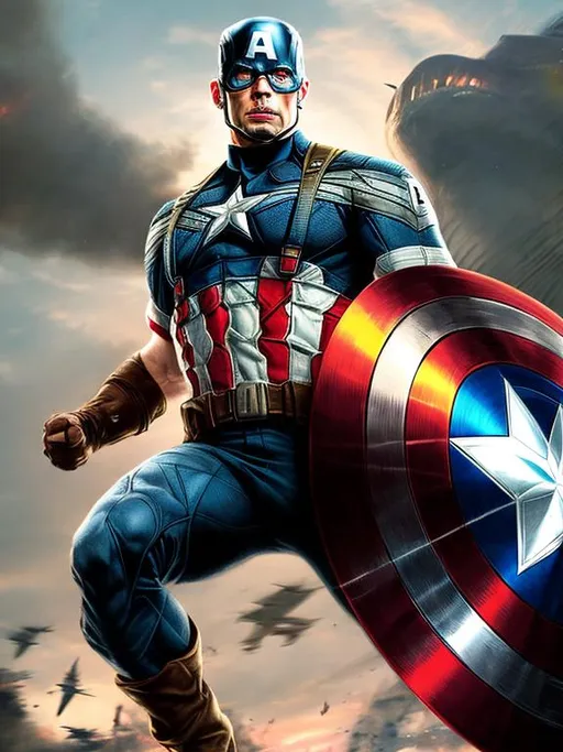 Prompt: Create an image of the man pictured  as captain america