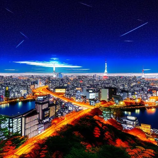 Prompt: long shot scenic professional photograph of Japan in the year 3040, perfect viewpoint, highly detailed, wide-angle lens, hyper realistic, polarizing filter, natural lighting, in the city at night, vivid colors, everything in sharp focus, HDR, UHD, 64K