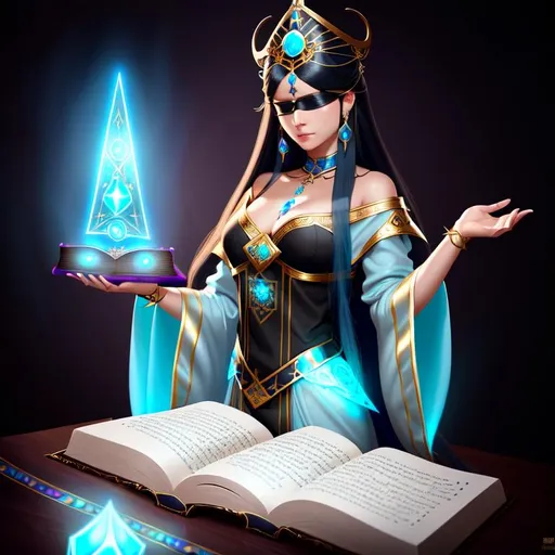 Prompt: Black magic blindfold, a female sorceress with light blue long hair, ornate clothes with gems inlaid, magic book floating in the air, book open, big scene, grand scene, artwork by diegoKoi and artgerm, concept art, super clear focus, 8k highly detailed
elegant, highly detailed, digital painting, artstation, concept art, smooth, sharp focus, illustration, perfect light, ultra detailed, bloom, best quality, ultra high resolution, fantasy, intricate, elegant, very detailed, digital painting , artstation, concept art, smooth, sharp focus, illustration, artgerm and art of wlop, greg rutkowski and alphonse mucha, a highly detailed portrait of a readhead, realistic portrait, deep focus, matte, digital painting, artstation, concept art, smooth, sharp focus, cinematic lighting, art by artgerm and nobuyoshi araki and bianca beauchamp,grim lighting, high contrast, intricate, elegant, highly detailed, digital painting, artstation, concept art, smooth, sharp focus, illustration, by Greg Mark Rutkowski Arian trending on artstation