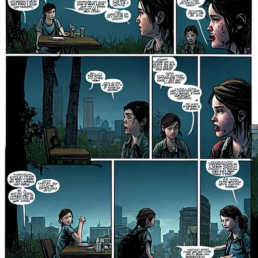 The last of us comics 4k, ellie in DC-style panels