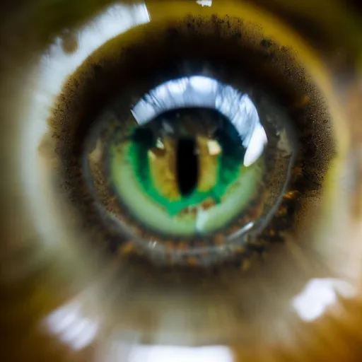 Prompt: A photo of a big eye with dirt