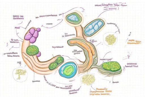 Prompt: sketch a cellular signaling pathway, inside a cell, on top of lysosome organelle 