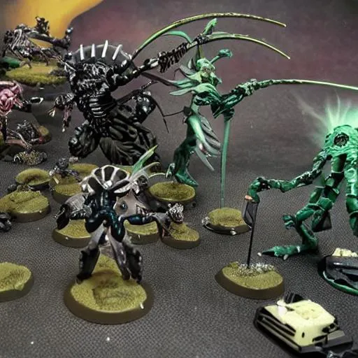 Prompt: A Necron vs. A phyrexian invader 