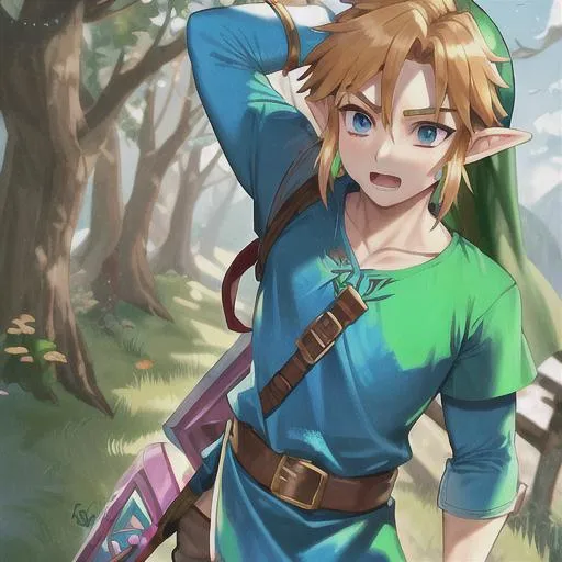 Prompt: Link dressed as Zelda